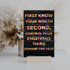 “Inspirational funny plaque that reads: Know Your Worth, Control Your Emotions, Demand the Best.