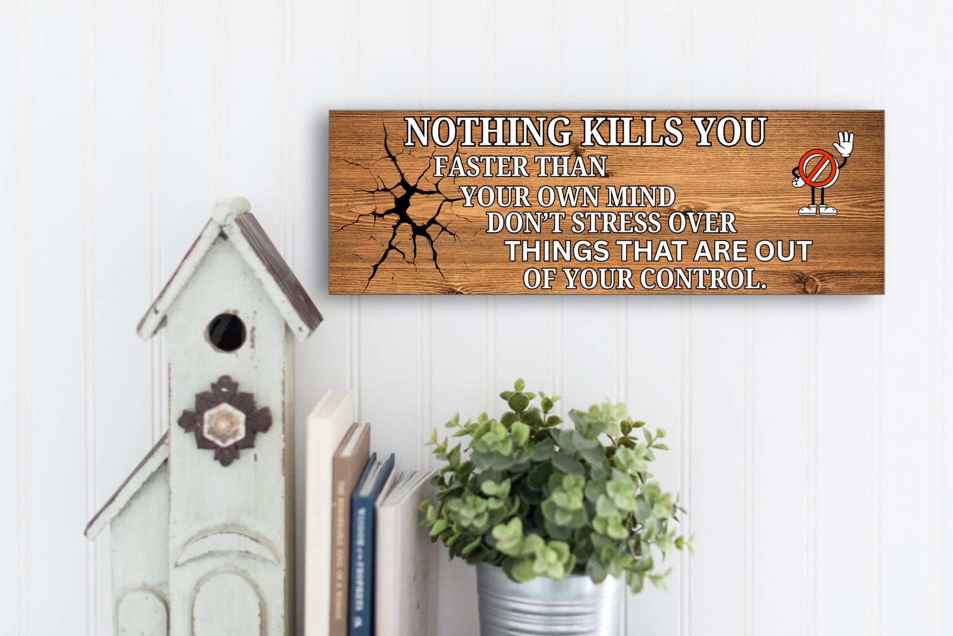Funny motivational plaque that reads “Nothing kills you faster than fake positivity,” with bold typography and a modern, sarcastic design.