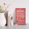 Funny political plaque with “Breaking Fake News – MSDNC” quote printed in bold on wooden sign