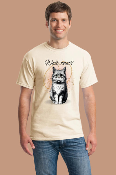 TopCat cartoon cat saying “Wait What?” on funny sarcastic T-shirt for cat lovers