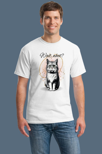 TopCat cartoon cat saying “Wait What?” on funny sarcastic T-shirt for cat lovers