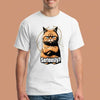 Funny cat T-shirt with “Top Cat Seriously” phrase and cartoon feline staring unimpressed