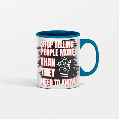 White ceramic coffee mug with bold black quote text reading “Stop Telling People Your Plans. Show Them Your Results.”