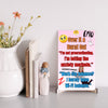 Wooden plaque with bold text “Over It & Burnt Out” in comic-style font, styled as sarcastic wall decor for modern burnout humor.