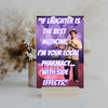 Wooden plaque with vintage-style text that reads “If laughter is the best medicine, I’m dangerously overmedicated,” styled with rustic charm.
