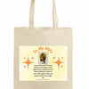 Person holding a beige tote bag with a Romantic first kiss quote tote bag gift for wife