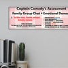 MDF plaque with comic-style text that reads: “Family Group Chat = Emotional Damage,” styled in retro sarcasm font.