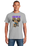 Funny gym t-shirt with sarcastic quote about gym bros, bench press, and protein farts.