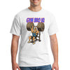 Funny gym t-shirt with sarcastic quote about gym bros, bench press, and protein farts.