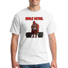 
Jacked red bulldog mascot deadlifting heavy weights on the SWOLE PATROL T-Shirt by Teka Originals.