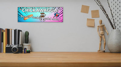 Rustic “Chickawagga!” funny wall plaque with bold, playful lettering and whimsical design, perfect for kitchens, living rooms, or as a quirky gift.

