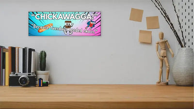 Rustic “Chickawagga!” funny wall plaque with bold, playful lettering and whimsical design, perfect for kitchens, living rooms, or as a quirky gift.