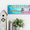 Rustic “Chickawagga!” funny wall plaque with bold, playful lettering and whimsical design, perfect for kitchens, living rooms, or as a quirky gift.


