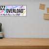 “Rizz Overload: Too Much Charm, Zero Chill” funny humorous wall plaque in rustic wood finish, perfect for confident and sassy personalities.