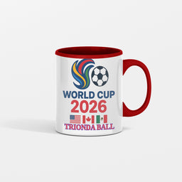 "World Cup 2026 Trionda Coffee Mug with official-inspired ball pattern design, white ceramic, limited edition"
