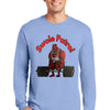 Athlete wearing SWOLE PATROL long sleeve gym motivation t shirt mid workout.