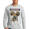 Athlete wearing SWOLE PRESS long sleeve gym t-shirt pressing barbell.