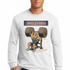 Athlete wearing SWOLE PRESS long sleeve gym t-shirt pressing barbell.