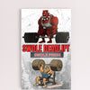 SWOLE Deadlift/Press motivational gym plaque hanging on gym wall near weights.