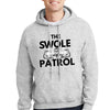 Swole Patrol Hoodie in matte black, athletic fit, worn by athlete lifting weights in gym setting