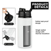 Swole Patrol Aluminium Water Bottle in matte black with sports cap, gym background, showcasing durable design