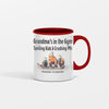 “Funny grandma gym mug – illustration of Nana deadlifting – perfect gift for strong grandmas and gym lovers.”