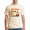 Graphic t-shirt with bold text reading “Coffee Stronger Than the Hose Pressure” for first responders and coffee lovers.
