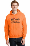 “First Responder Hoodie with bold text design reading ‘Sirens: The Original Spotify Playlist’ – humor apparel for paramedics, firefighters, and police”
