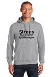 “First Responder Hoodie with bold text design reading ‘Sirens: The Original Spotify Playlist’ – humor apparel for paramedics, firefighters, and police”
