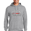 First responder hoodie with bold slogan “Shift Never Ends, Just the Overtime Pay” in rugged typography, styled for firefighters, EMTs, and police.
