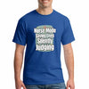 Funny nurse t-shirt with sarcastic slogan “Saving Lives, Silently Judging” in bold print