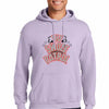 “Man wearing a hoodie with bold text that reads ‘The Swole Patrol’ featuring flexing arm graphics.”