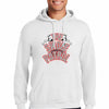“Man wearing a hoodie with bold text that reads ‘The Swole Patrol’ featuring flexing arm graphics.”