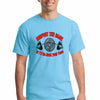 RESPECT THE RACK….3.0 BARBELL T-shirt on gym bench with barbell, bold white text, black cotton, lifting accessories in background.