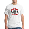 RESPECT THE RACK….3.0 BARBELL T-shirt on gym bench with barbell, bold white text, black cotton, lifting accessories in background.
