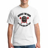 RESPECT THE RACK….2.0 T-shirt displayed on a gym bench, bold white text on black cotton, with dumbbells in the background.