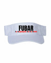 White FUBAR Sports Visor with bold rebel statement design