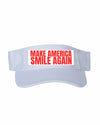  White Sportsman visor with bold embroidered slogan “MAKE AMERICA SMILE AGAIN.”