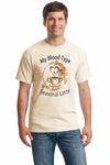 Unisex T-shirt with bold text: “My Blood Type Is Seasonal Latte” on cream background, cozy autumn vibe.