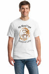 Unisex T-shirt with bold text: “My Blood Type Is Seasonal Latte” on cream background, cozy autumn vibe.