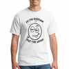Unisex T-shirt with bold text: “Do You Overthink or Part-Time Genius” on white, casual lifestyle shot