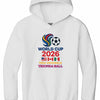 Child wearing bold red, white, and blue World Cup 2026 Trionda kids hoodie celebrating unity and energy.