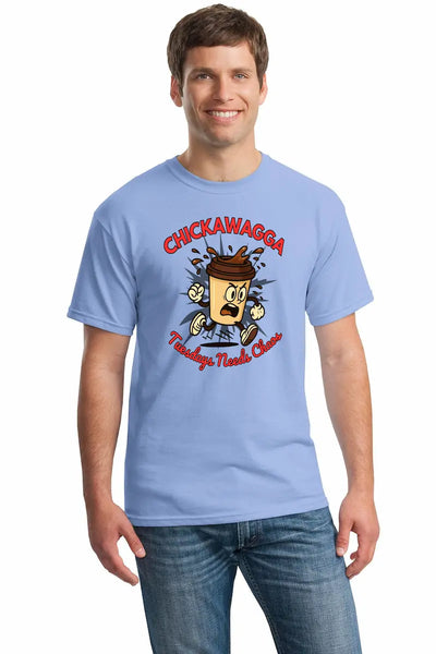Bold graphic Chickawagga Tuesday Needs Chaos T Shirt with sarcastic slogan