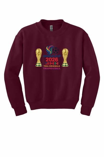 “World Cup 2026 TRIONDA Youth Sweatshirt with bold soccer design and Trionda 2026 limited edition print.”