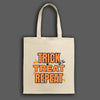Halloween Tote Bag – Trick Treat Repeat design, sarcastic spooky tote perfect for Teka Originals mugs, tees, plaques, and candy.