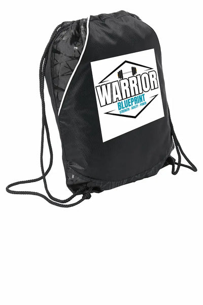 “Sport Tek gym duffel bag featuring Warrior Blueprint logo, durable design, and bold minimalist style — symbolizing strength and discipline.”