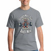Men’s athletic tee with bold white text “Strength Meets Pain And I Win” on charcoal grey fabric.
