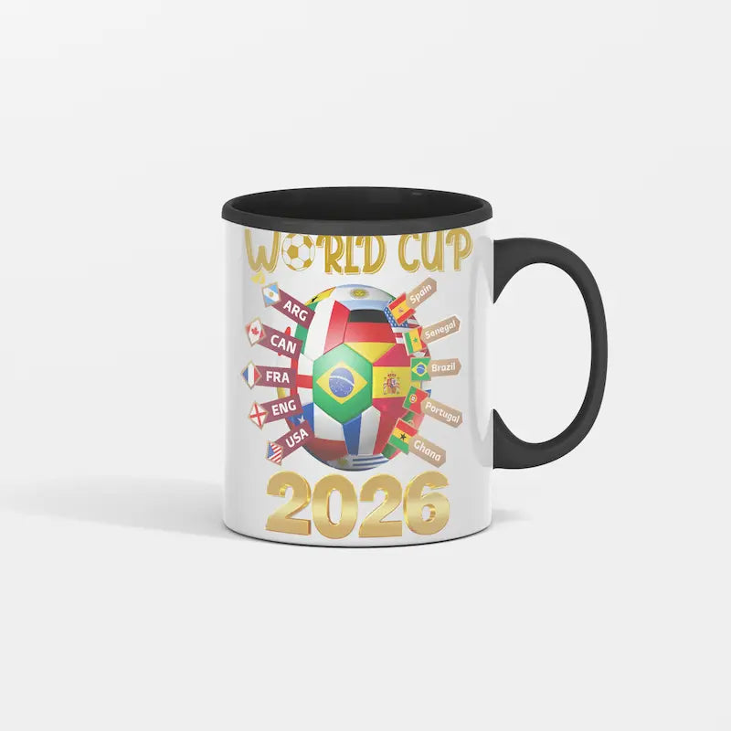 “World Cup 2026 Coffee Mug — ceramic soccer fan mug with bold retro design and caffeine-fueled game day energy.”