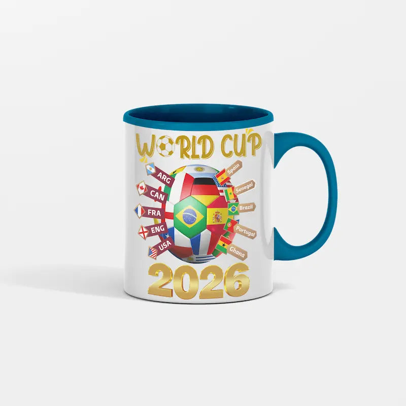 “World Cup 2026 Coffee Mug — ceramic soccer fan mug with bold retro design and caffeine-fueled game day energy.”