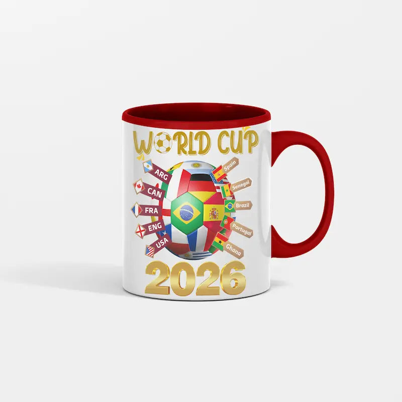 “World Cup 2026 Coffee Mug — ceramic soccer fan mug with bold retro design and caffeine-fueled game day energy.”